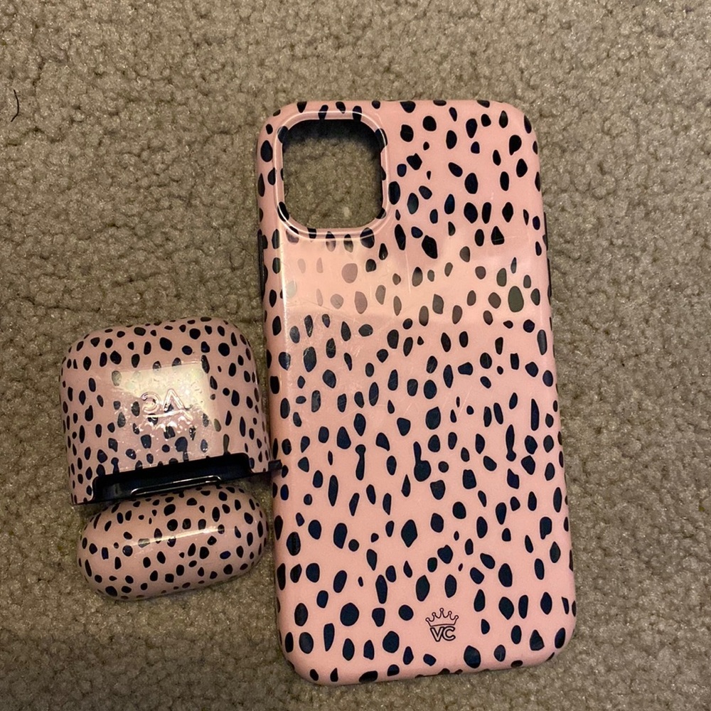 Cheetah print AirPods case and phone case